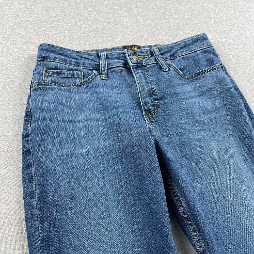 y2k LEE Jeans Womens 8s Blue Bootcut Mid Rise Medium Wash Retro 90s VTG Western